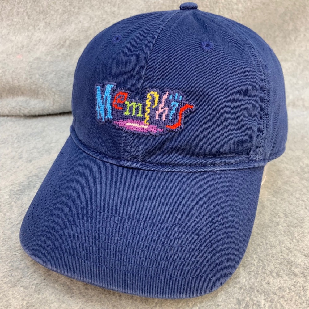 Memphis Needlepoint Unisex Navy Smathers & Branson Baseball Hat Adjustable OSFA